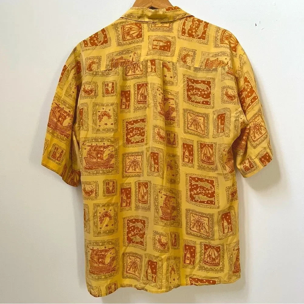 Vintage 100% Silk 80s/90s Paul Stanley Button Down - Nautical Print - Picture 2 of 6